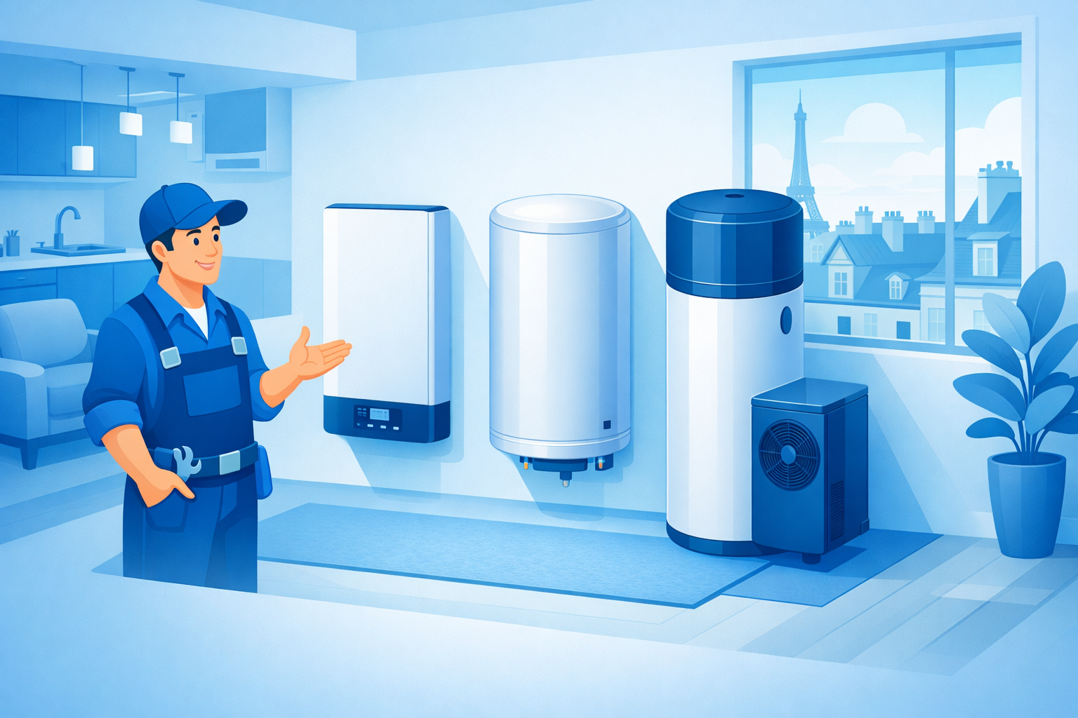 Installation chauffe-eau plat Paris